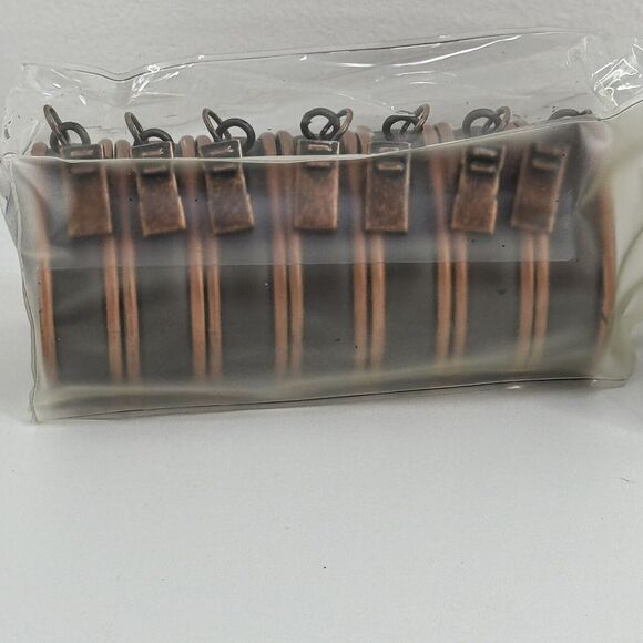 Clip-On Cafe Curtain Rings Rub Oiled Bronze Toned 1” Chunky Wood 7 Piece Levolor - Picture 4 of 6